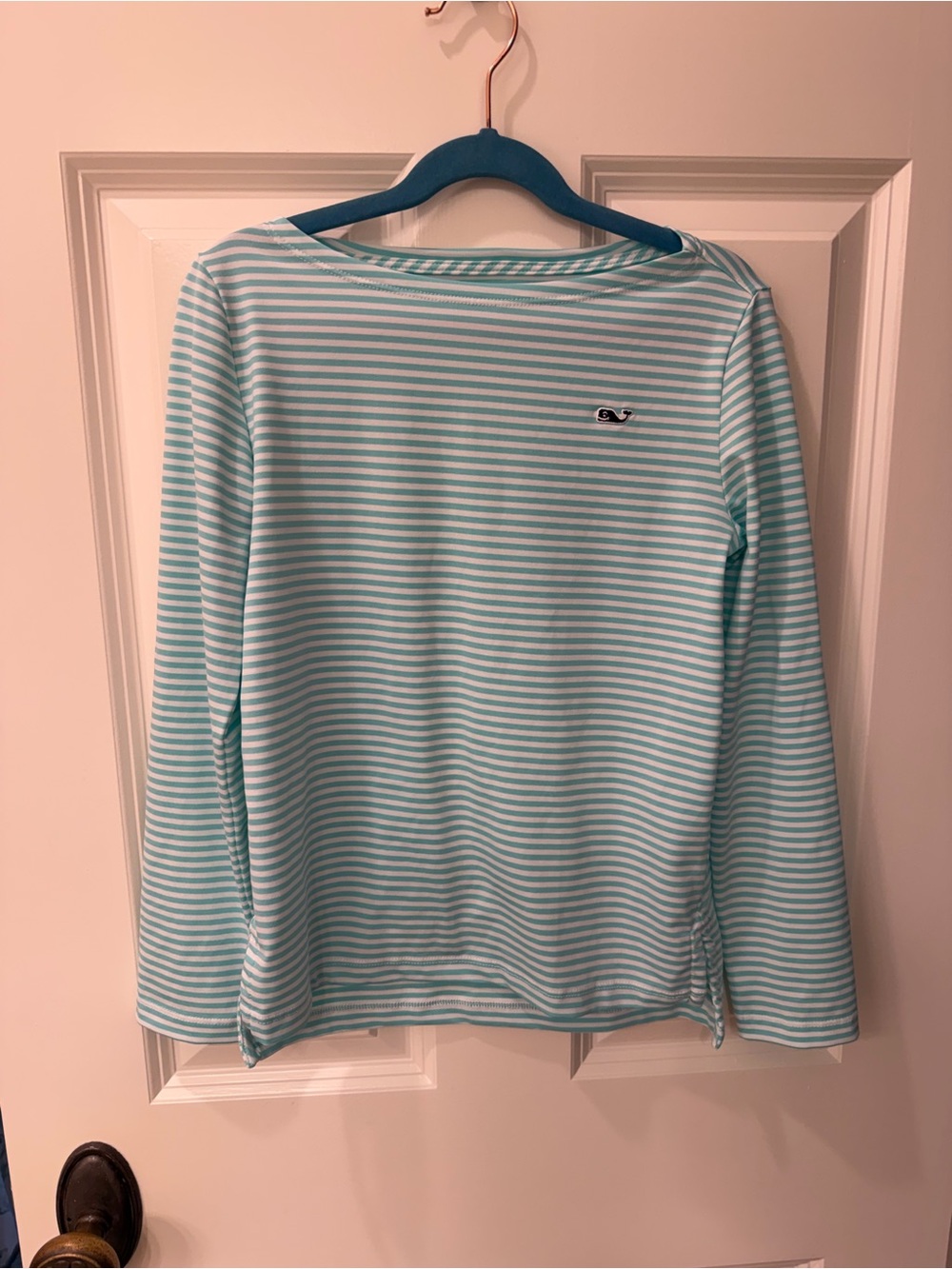 Vineyard Vines Girls' Mint and White Striped Long-Sleeve Tee